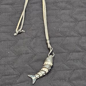 Lucky Brand Silver and Cream Fish Pendant Necklace